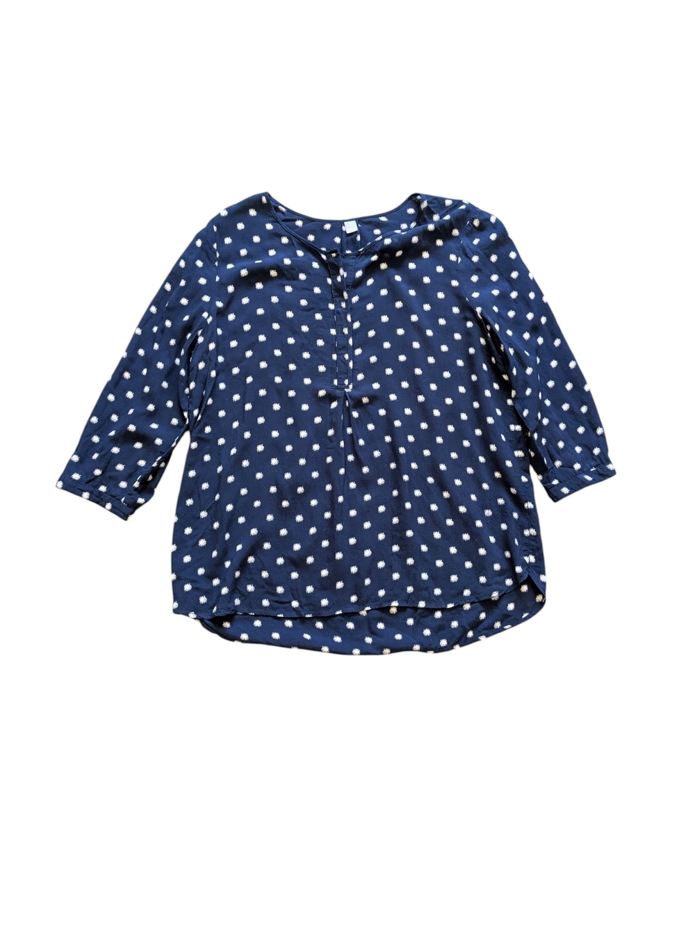 Navy Polka Dot Button-Front Blouse Size S